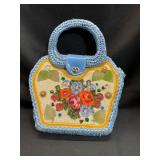Handbag with Embroidered Floral Design