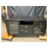 Black TV Stand With Glass Doors