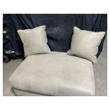 Grey Ottoman With Two Pillows
