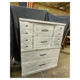 Wooden Tallboy Dresser with Distressed Finish