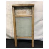 Vintage Wooden Washboard with Glass Surface