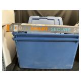 Two Large Storage Totes with Curtain Rod
