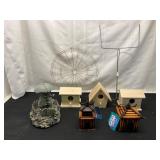 Decorative Birdhouses, Lanterns, Statuette, and Me