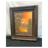 Framed Oil Painting of a Forest Scene