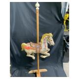 64-Inch Carousel Horse on Wooden Stand
