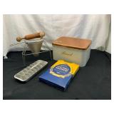 Vintage Kitchenware Collection with Bread Bin
