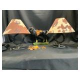 Western-Themed Table Lamps and Figurine