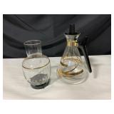 Vintage Glass Coffee Carafe Set W/Gold Trim