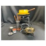 Yellow Enamel Fondue Set with Accessories