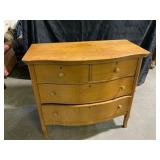 Four-Drawer Oak Dresser with Curved Front