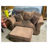 Brown Loveseat with Matching Ottoman