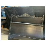 56" Wide Black Wood Headboard and Footboard