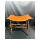 Curved Wooden Bench with Spindle Details