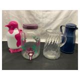 Four Beverage Containers, Coffee Maker