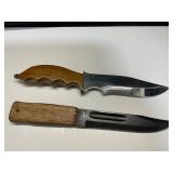 Two Fixed-Blade Knives with Wood Handles