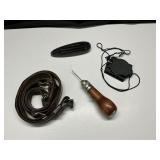 Vintage Sewing Awl, Rifle Sling, Vintage Compass