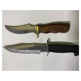 Two Fixed-Blade Knives, Wood and Plastic Handles