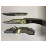 Two folding knives & Marbled knife