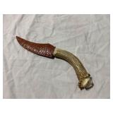 Knife with Antler Handle and Resin Blade