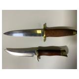 Two Fixed Blade Knives with Wood Handles