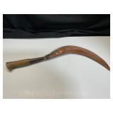 Hand-Forged Iron Sickle with Sheath