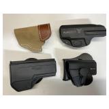 Lot of 3 polymer holsters, 1 leather holster