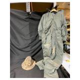 Military Flight Suit and Camouflage Hat