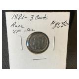 1881 3 Cent XF-AU