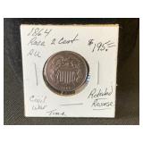1864 2 Cent Civil War Time Rotated Reverse