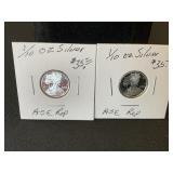 Two  1/10 Oz Silver Coins