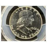 1962 Franklin Half Dollar Proof 64 Cased & Graded