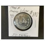 1944-M Mexico 50 Silver Centavos