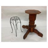 Wood Table Base and Metal Plant Stand