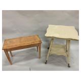 Vintage Ivory Table and Tonk Bench Piano Bench