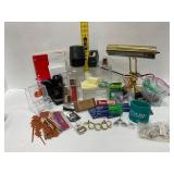 Office Supplies with Brass Desk Lamp