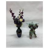 Glass Vase with Artificial Floral Arrangement and