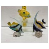 Hand-Painted Wooden Tropical Fish Sculptures