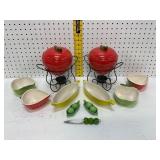 2 Fruit-Themed Ceramic Fondue Sets