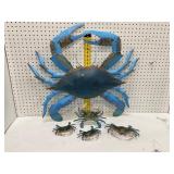 Metal Wall Art Crab with 4 Plastic Crabs