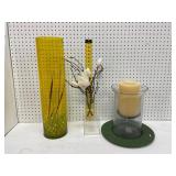 Glass and Metal Vase Set with Accessories