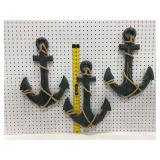 Three Rustic Anchor Wall Decor