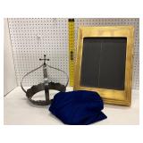 Metal Crown with Gilded Base and Blue Bean Bag