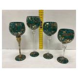 4 Mosaic Glass Goblets