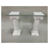 Plaster Column Console Table with Glass Top