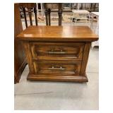 Wood Nightstand with Brass Handles