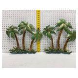 Two Metal Palm Tree Wall Sculptures
