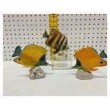 Hand-Painted Wooden Tropical Fish Trio