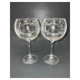 12 Ribbed Balloon Crystal Wine Glasses