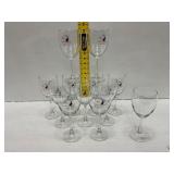 12 Wine Glasses with Case