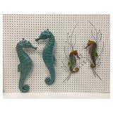 Four Seahorses: Plaster and Bovano Metal